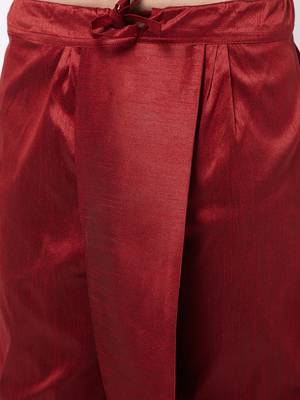 Maroon plain silk blend dhoti-kurta 5