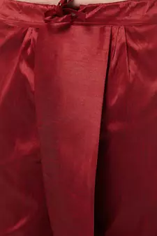 Maroon plain silk blend dhoti-kurta