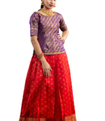 Shivangi Girls Red Banarasi Butta Pattu Pavadai | Lehenga