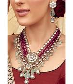 Red Green Gold Tone Kundan Wedding Necklace Set