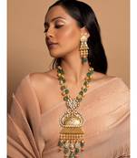 Gorgeous Gold And Green Necklace Set For Weddings