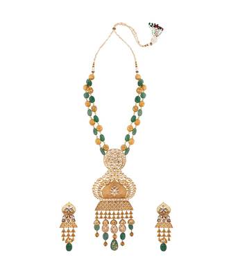 Gorgeous Gold And Green Necklace Set For Weddings 3