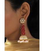 Ethnic Pink Jade Gold and Off White Latkan Jhumaka