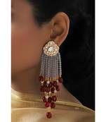 Modern Grey Red Jhumki with Golden Top