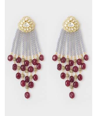 Modern Grey Red Jhumki with Golden Top 2