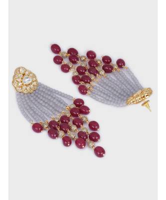 Modern Grey Red Jhumki with Golden Top 3