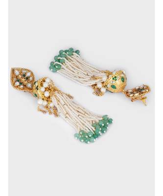Antique Gold Green and White Dome Jhumki 3