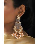 Traditional Grey and Red Dangler Chandbali