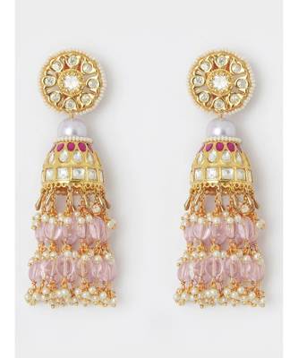 Shimmery Red Pink and White Decorative Jhumki 2