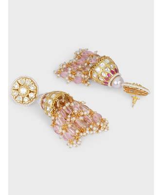 Shimmery Red Pink and White Decorative Jhumki 3