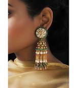 Vintage Green and Gold Tassel Jhumki