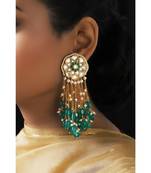 Green and Gold Kundan Tops with Tassel