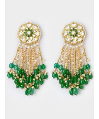 Green and Gold Kundan Tops with Tassel 2