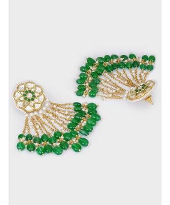 Green and Gold Kundan Tops with Tassel 3