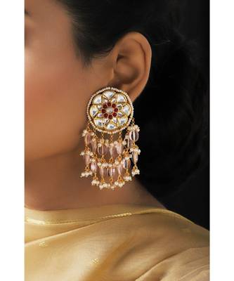 Pink White and Red Tassel look-a-like Jhumki 1