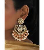 Floral White and Peach Modern Chandbali
