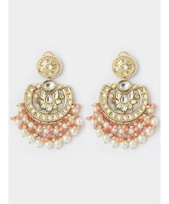 Floral White and Peach Modern Chandbali 2
