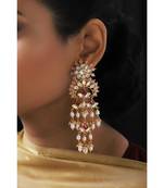 Starlite Red and White Takkar Work Jhumki