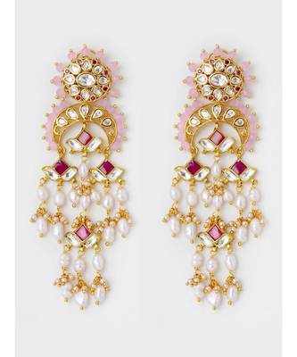 Starlite Red and White Takkar Work Jhumki 2