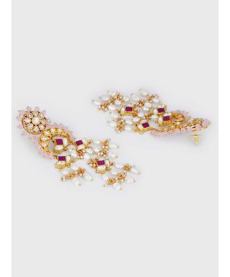 Starlite Red and White Takkar Work Jhumki 3
