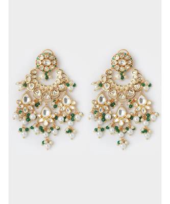 Micro-Indulgance White and Green Modern Chandbali 2