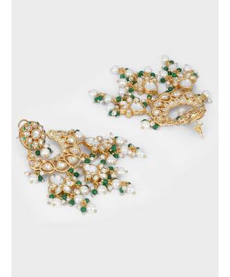 Micro-Indulgance White and Green Modern Chandbali 3