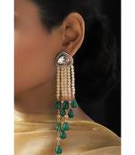 Green Lemon Yellow and Kundan Tops with Tassel