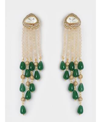 Green Lemon Yellow and Kundan Tops with Tassel 2