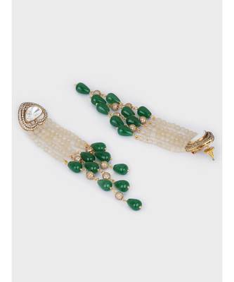 Green Lemon Yellow and Kundan Tops with Tassel 3