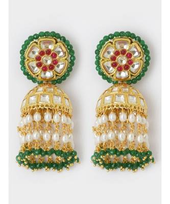 Green Red White Hydro Rubies Jhumka 2