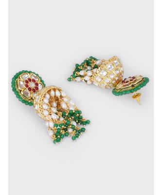 Green Red White Hydro Rubies Jhumka 3