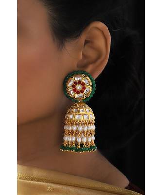 Green Red White Hydro Rubies Jhumka 4