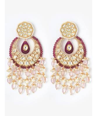Red Pink White Fasinating Chandelier Chandbali 2