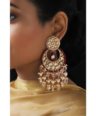 Red Pink White Fasinating Chandelier Chandbali 4