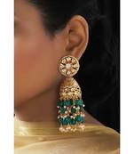 Green and Gold Kundan Tops Agate Drop Jhumka