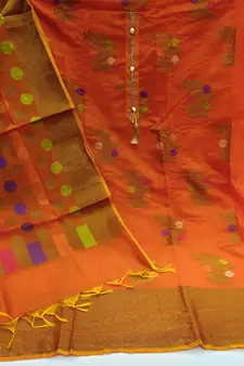 Orange jacquard banarasi salwar