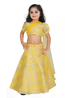 Kids Yellow Lehenga Choli For Girls 