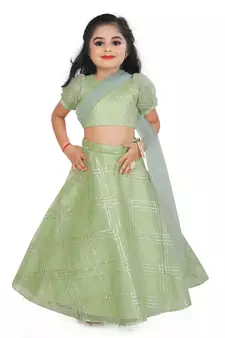 Kids Pista Readymade Lehenga Choli For Girls 
