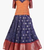 Shivangi Girls Blue Winkle Pattu Pavadai | Lehenga