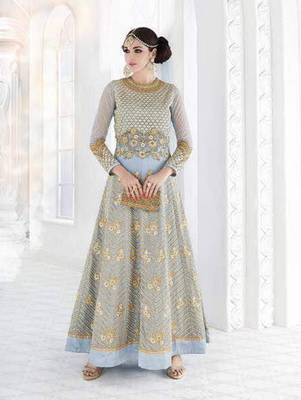 Light-blue embroidered georgette salwar 1