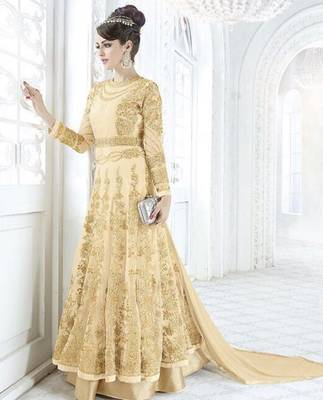 Beige embroidered net salwar 2