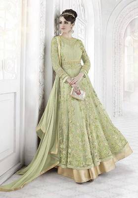 Light-green embroidered net salwar 1