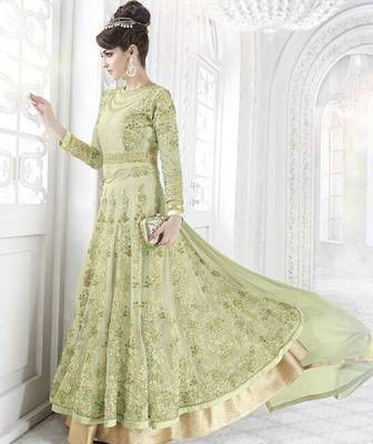 Light-green embroidered net salwar 2