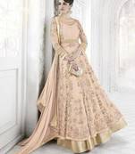 Light-peach embroidered net salwar