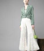 Indo Era White Solid Flared Sharara Palazzo