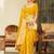 Yellow woven banarasi silk saree with blouse