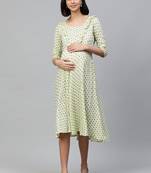 Green printed rayon short-dresses