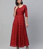 Red woven cotton maxi-dresses