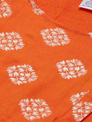 Orange printed rayon maxi-dresses 5