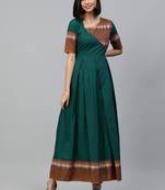 Green woven cotton maxi-dresses